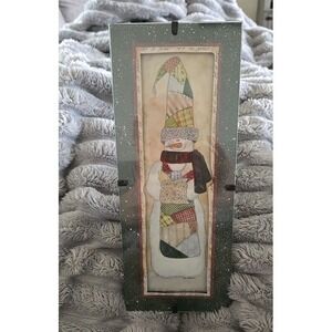 Let It Snow Carol Robinson GLASS FRAMED 3D Bundled Up Snowman Art 10.25"x4"
